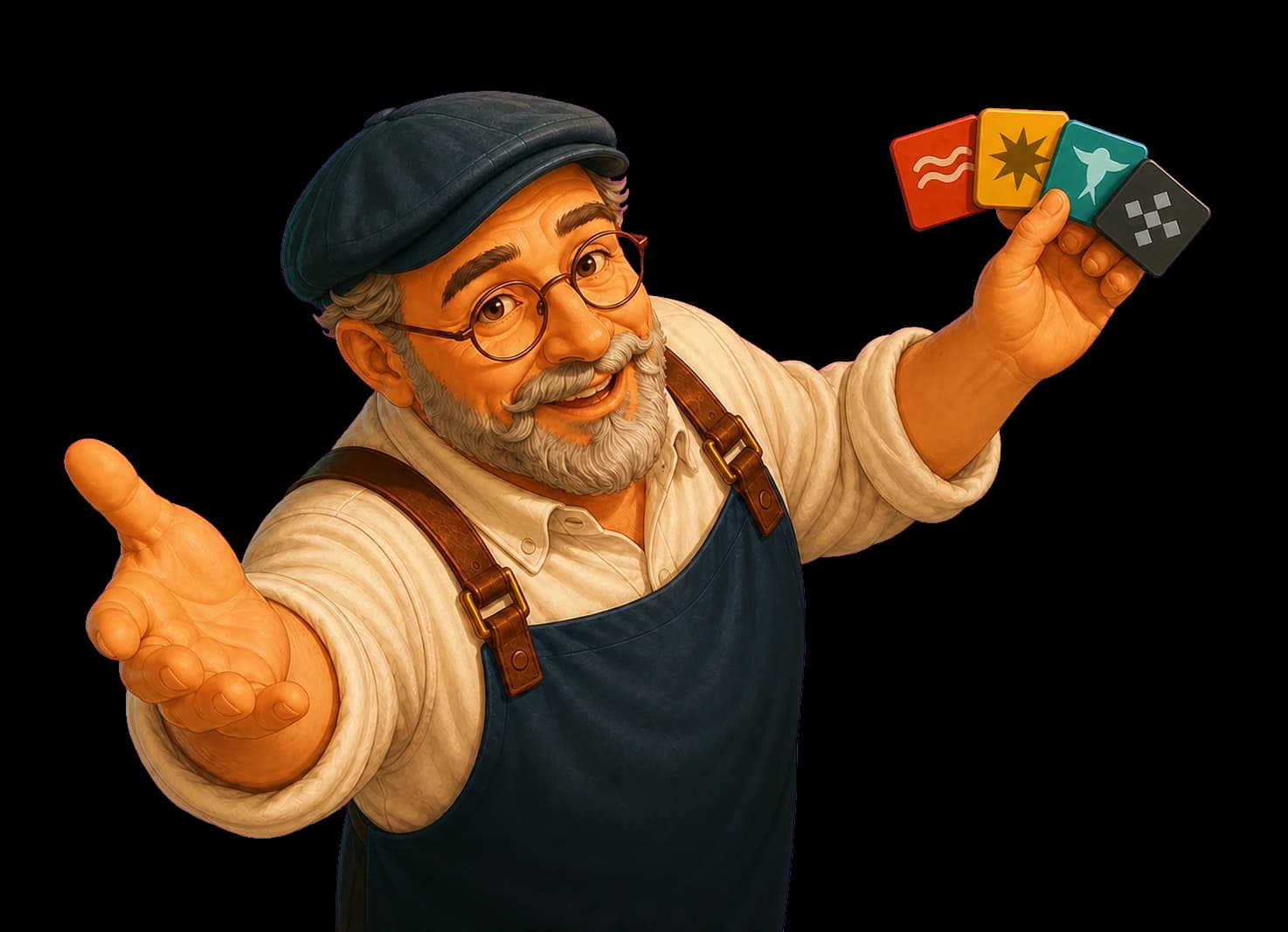 Master Lio welcoming friends with four Lioza stones