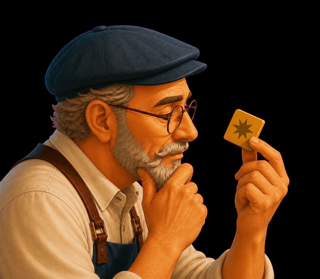Master Lio studying an ochre Lioza stone